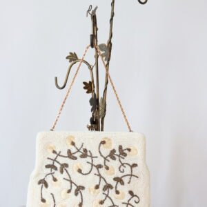 Cream Floral Hand-Beaded Bag – Made in Belgium